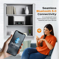 Système stéréo Bluetooth noir avec lecteur CD, écran numérique, enceintes bibliothèque doubles, équipement audio