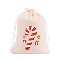 Sac en toile de jute de Noël 2026 13x18cm, logo personnalisable, sac en lin pour bonbons, pochette cadeau réutilisable, idéal pour décorations de Noël, cadeaux et jouets