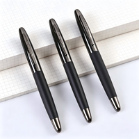 Stylo gel métallique noir mat pour signature professionnelle, encre bleue 0,5 mm, stylos promotionnels pour cadeaux d'entreprise avec logo personnalisé