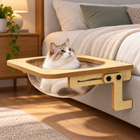 Hamac suspendu pour chat avec bol en acrylique transparent, cadre en bois et supports réglables, conception personnalisée OEM ODM