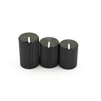 Bouton de potentiomètre en aluminium noir usiné CNC 10x16mm avec axe de 6mm et vis de réglage pour pédales de guitare