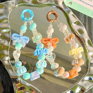 2026 Beliebteste Acryl-Schreibzeichenperlen Schlüsselanhänger Handyband-Anhänger Schleifen-Taschenaccessoires Werbegeschenk in großen Mengen - Product Image 6