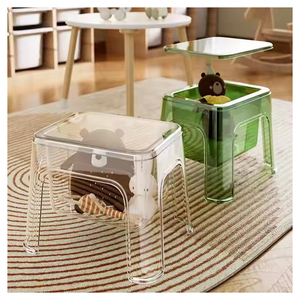 Modern Adjustable PET Square Footrest <strong>Stool</strong> <strong>with</strong> <strong>Storage</strong> Space Multi-Use Small Side Table for Home - Product Image 4