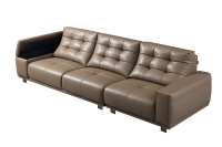 Modernes Minimalistisches Gestepptes Ledersofa 3-Sitzer Freizeitcouch Massivholzrahmen für Wohnzimmer Hotel Gewerbliche Maßanfertigung
