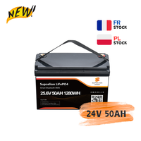 Batterie au lithium LiFePO4 Supcelion 25,6 V 50 Ah en stock UE avec Bluetooth 5.0, 4000 cycles, garantie 10 ans, IP65, décharge maximale 80 A