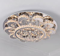 Plafonnier moderne personnalisé à fleurs en cristal LED luminaires ronds en acier inoxydable chambre à coucher salle à manger salon