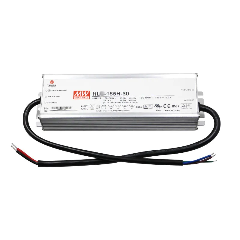 Fuente de alimentación Meanwell impermeable, controlador de código LED, HL-185H-30, 30V, 6.2A, 185W