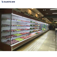 Réfrigérateur vitrine à rideau d'air certifié ISO pour supermarché, présentoir réfrigéré ouvert pour légumes et fruits
