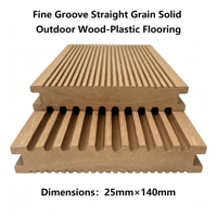 Planches de terrasse en WPC massif 140 mm x 25 mm, grain droit, rainures fines, longueur personnalisée 4000 mm, terrasse composite extérieure, jardin, extérieur
