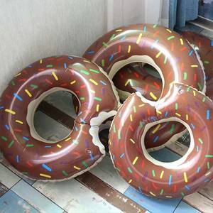 Donuts colorés Piscine Flotteurs Enfants Adultes Gonflable <span class=keywords><strong>Bouée</strong></span> De Natation <span class=keywords><strong>Donut</strong></span> Flottant Anneau De Natation Vente Chaude Brun Rose PVC Enfant - Product Image 6