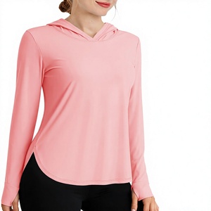 <b>Women's</b> Customized Color Long Sleeve Hooded UPF 50 Quick Dry Seamless Fusing Breathable Comfortable Sweatshirt Pullover <b>Top</b> for - Product Image 1