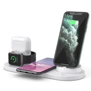 2021 Newly Holder Phone Popular Multifunctional 6 in 1 Wireless Charger Fast Charging Dock Stand Desktop Charging Station
