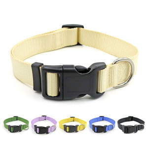 Adjustable Nylon <b>Dog</b> <b>Collar</b> Solid Color Buckle Closure Simple Style All Seasons for <b>Dogs</b> - Product Image 2