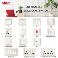 Interrupteurs muraux électriques Abuk, meilleur prix, Kenya, Afrique, universels, 2 gangs, 1 voie, gros bouton, PC, 13A