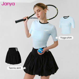 Janya 2 в 1 летняя спортивная одежда дышащий комплект с коротким рукавом для спортзала и фитнеса комплект из топов и юбки для йоги тенниса и пиклбола для женщин - Product Image 3