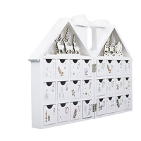 Calendrier de l'Avent de bureau en bois en forme de maison, ornement lumineux LED, décoration de Noël, compte à rebours de 24 jours, vente chaude