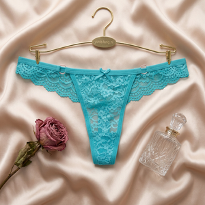 Tanga de encaje floral para mujer, transparente, de talle bajo, sexy, tipo G-string, bragas transpirables de color liso, venta al por mayor - Product Image 3