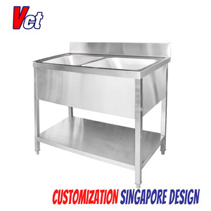 Évier double commercial en acier inoxydable VICTORY avec plinthe éviers de cuisine en inox pour autres fournitures pour hôtels et restaurants - Product Image 3