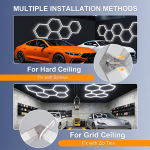 Lumière de garage LED hexagonale, connectable, pour atelier, éclairage de plafond pour atelier de réparation automobile, garage, parking, entrepôt - Product Image 3