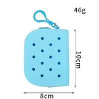 Dompet koin silikon mini berlubang warna-warni dengan gantungan kunci untuk koin, earbud, dan aksesoris kecil lainnya