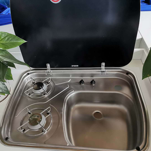 Combo de Fregadero y Estufa para Caravana CAPEXRV con Tapa de Vidrio Templado, 2 Quemadores Integrados para Autocaravana, Cámper, Barco, Yate - Product Image 3