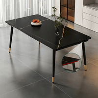 Ensemble de table à manger rectangulaire moderne en pierre, durable et personnalisé, avec 4 chaises rembourrées de luxe pour la maison et les restaurants