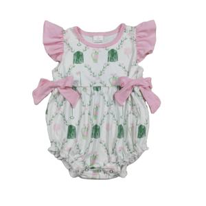 RTS Boutique Barboteuse bulle pour bébés filles, motif chariot de golf, en tissu peigné 95% Coton Spandex 200-220 g/m², pour nouveau-né et tout-petit, style baseball, vente en gros - Product Image 1