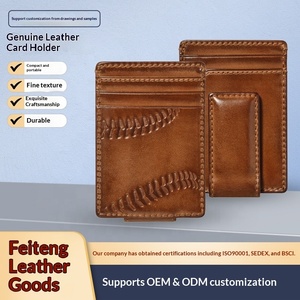 ซองใส่บัตรหนังแท้แบบเปิดด้านบน ดีไซน์วินเทจ บางเฉียบ ใส่บัตรได้หลายใบ พร้อมโลโก้สั่งทำพิเศษ สำหรับธุรกิจ ระดับไฮเอนด์ น้ำหนักเบา - Product Image 4