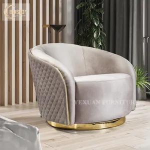 Canapés de salon, canapé simple moderne de luxe, <span class=keywords><strong>fauteuil</strong></span> <span class=keywords><strong>blanc</strong></span> et or avec des pivots de pêche en acier inoxydable de bonne qualité - Product Image 1