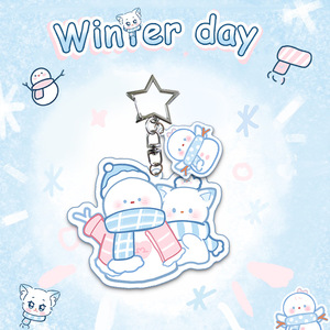 Spot Cartoon Winter Series Acrylic Key Chain Pendant with UV Printing Snowman Design Fashion Trend Souvenir - Product Image 3
