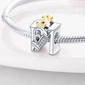 Pulsera de estilo pañuelo con colgante de letra de <span class=keywords><strong>corona</strong></span> inglesa chapada en plata de hierro, diseño Pan Jia, superventas transfronteriza en AliExpress - Product Image 2