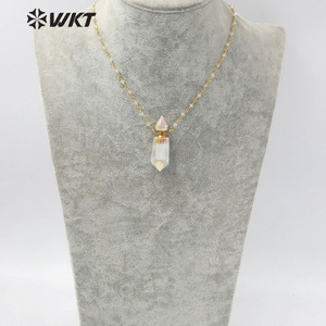 Collier à double point en cristal plaqué or pour femmes, WT-N1233, collier à quartz Aura, chapelet <span class=keywords><strong>de</strong></span> perles, bouteille <span class=keywords><strong>de</strong></span> <span class=keywords><strong>esprit</strong></span>, vente en gros - Product Image 5