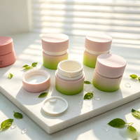 Pot de crème mat rose-vert dégradé 50g 100g avec couvercle rose pour baume nettoyant et crème visage, couleur personnalisée OEM ODM, vente en gros