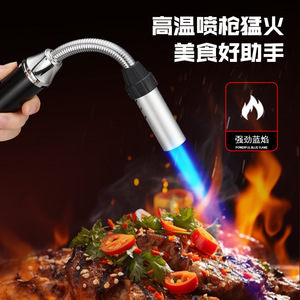 Flexible Metal <b>Gas</b> Lighter Black And Silver Windproof Portable Outdoor <b>Camping</b> BBQ Igniter Direct Fire Torch - Product Image 5