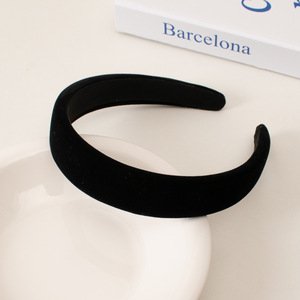 Bandeau rétro en éponge fine en velours rouge vin avec charme féminin, bandeau <span class=keywords><strong>de</strong></span> presse à cheveux noirs pour sortir et bandeau simple - Product Image 6