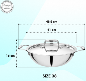 กระทะเหล็กกล้าไร้สนิมเกรดพรีเมียม 304 ขนาด 38 ซม. แบบสามชั้น เหมาะสำหรับทำแกงขนาดครอบครัว ทอดซอส และใช้ในครัวทุกวัน - Product Image 6