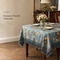 Nappe en chenille européenne jacquard à motifs floraux avec franges, épaisse et douce, pour salle à manger, mariage, hôtel, décoration intérieure, vente en gros