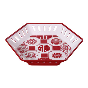 Creative Hollowed-Out Fruit Plate Irregular Shape Red Chinese Style For Party Snack Serving Home Living Room Use - Product Image 1