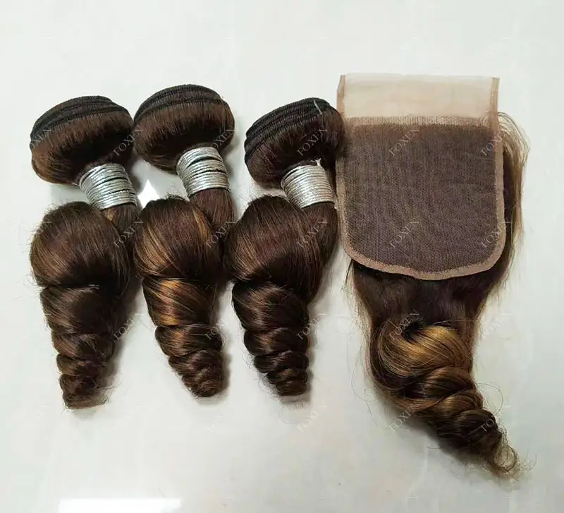Wholesale Piano Hair Bundles With Frontal Remy Raw Indian Hair Unprocessed From India 3 Bundles With Closure For Brazilian Weave