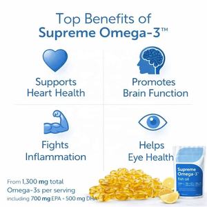 ओमेगा-3 मछली तेल 1300 मिलीग्राम प्रति सेवारत 700 मिलीग्राम एपा 500 मिलीग्राम विटामिन डी 3 बर्गर ताजा नींबू स्वाद वयस्क प्रतिरक्षा समर्थन 60 - Product Image 2
