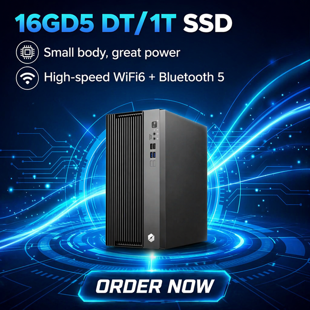 Business Desktop with Discrete GPU, I7-13700HX, 16GB DDR5, 1TB SSD, Win11 HB, AX101 Wi-Fi, 200W 24Pin Multi-channel PSU