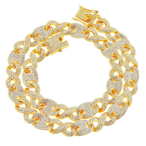 Bijoux plaqués <span class=keywords><strong>or</strong></span> hip hop <span class=keywords><strong>collier</strong></span> chaîne à maillons cubains en grains <span class=keywords><strong>de</strong></span> <span class=keywords><strong>café</strong></span> infinity glacé avec strass bling pour hommes - Product Image 1
