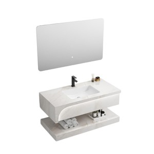 Simple double-layer slate ceramic integrated washbasin bathroom <b>cabinet</b> combination washbasin hotel bathroom washbasin - Product Image 5