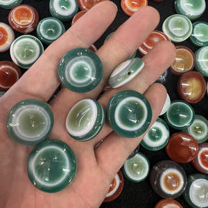 หินอัญมณีธรรมชาติ30มม. สีเขียวตาสีแดงหินอาเกตทรงกลม Cabochon หินธรรมชาติ - Product Image 2