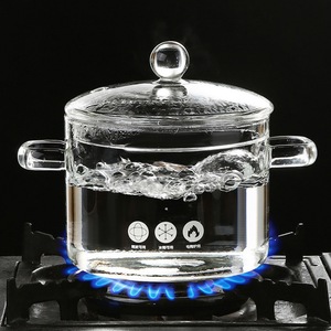 Olla de cocción lenta de vidrio transparente para estufas eléctricas de cerámica, vidrio de borosilicato de alta resistencia, apta para uso doméstico, estufas de gas, de uso abierto - Product Image 2