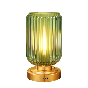 モダンなコードレス充電式調光式タッチコントロール鉄テーブルランプガラスシェードE26 LED電球タイプ-C 3500Kウォームホワイト - Product Image 1