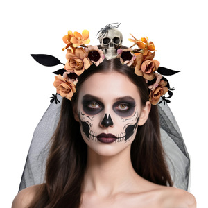 Diadema de tul floral de camelia hecha a mano, tocado gótico de bruja para disfraz de Halloween, accesorio para fotos de fiesta o escenario. - Product Image 2