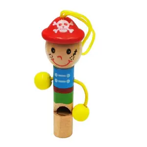 卡通迷你海盗小口哨木制弹奏乐器儿童玩具幼儿园口哨音乐早教玩具