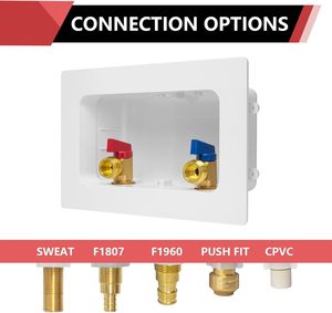 Boîtier de sortie pour machine à laver 1/2" 3/4" PEX-A Modèle WM013, Vanne anti-choc en cuivre pour raccordement MHT WM013 1/2" E - Product Image 3