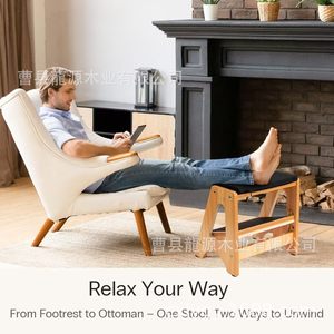 Repose-pieds double couche en bois massif, forme trapézoïdale, autoportant, pour usage au bureau - Product Image 3